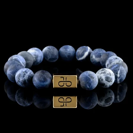 MATTE SODALITE GOLD VERMEIL BRACELET (12MM) SALE PRICE480 USD