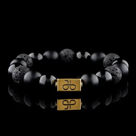 BLACK MIXED GOLD VERMEIL BRACELET (12MM) SALE PRICE480 USD